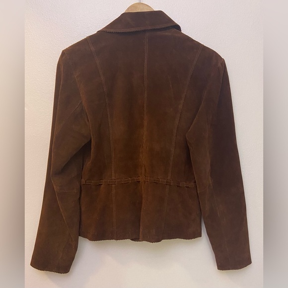 Maxium Wilsons Brown Suede Blazer Jacket Tie Waist Sz M - Picture 3 of 7